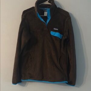 Patagonia Brown and Blue Fleece Sweater Large